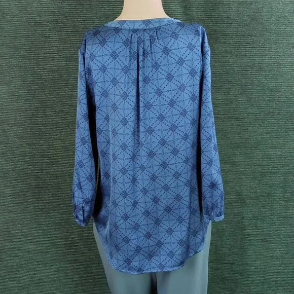 For Kitty Rescue! Liz Claiborne Blouse Geometric Pattern - Picture 6 of 10